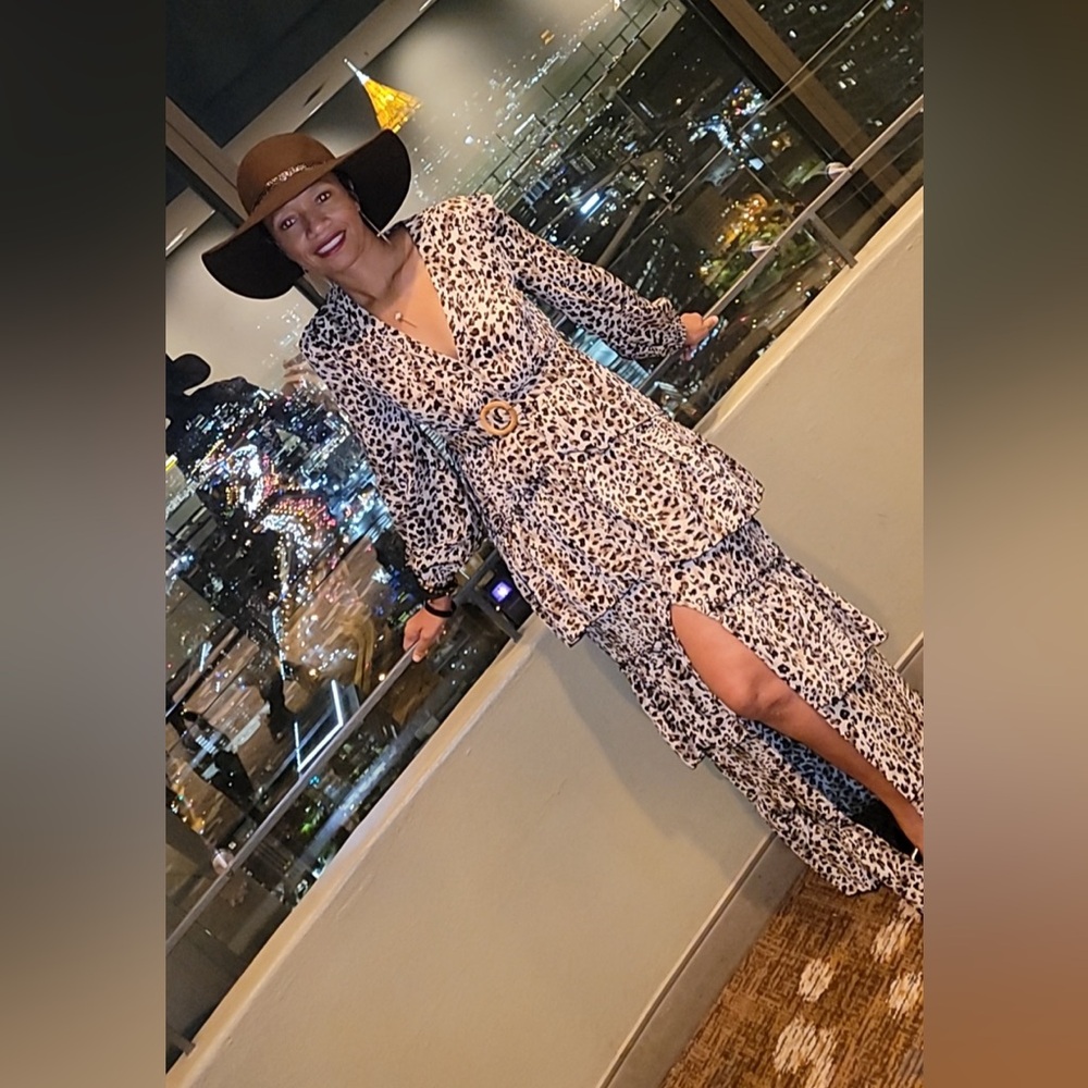 Beautiful Leopard Print Belted Dress